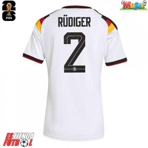 Alemania Antonio Rudiger #2 Primera Equipación Mujer Mundial 2026 Manga Corta